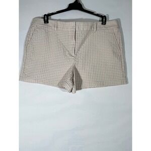 LOFT Textured Polka Dot Shorts Women Sz 16 Pink Beige Casual Summer Resortwear